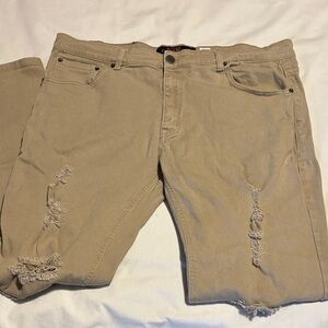 Copper Rivet ~ Mens 40x34 Beige Distressed Jeans